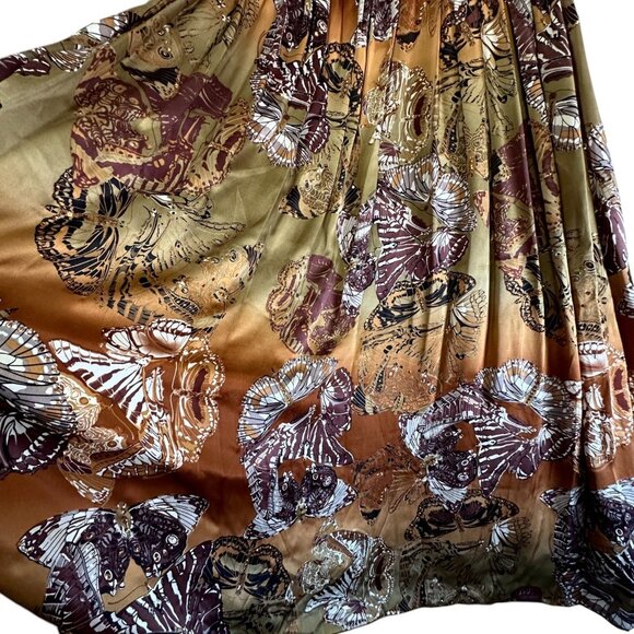 ABS Allen Schwartz Y2k 100% Silk Butterfly Print Long Sequins Skirt Size 2 NWT - Picture 6 of 12